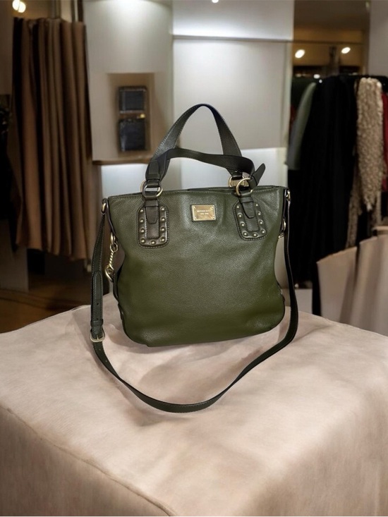 Michael Kors Handbags - Michael Kors Olive Green Leather Shoulder Tote with Stud Accents